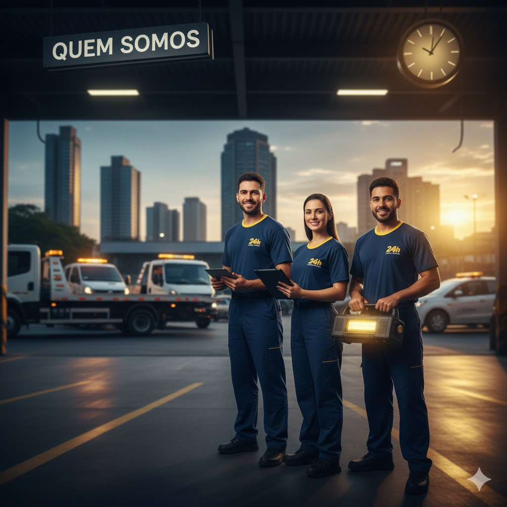 Equipe do Guincho 24h Goiânia em frente a um caminhão de reboque